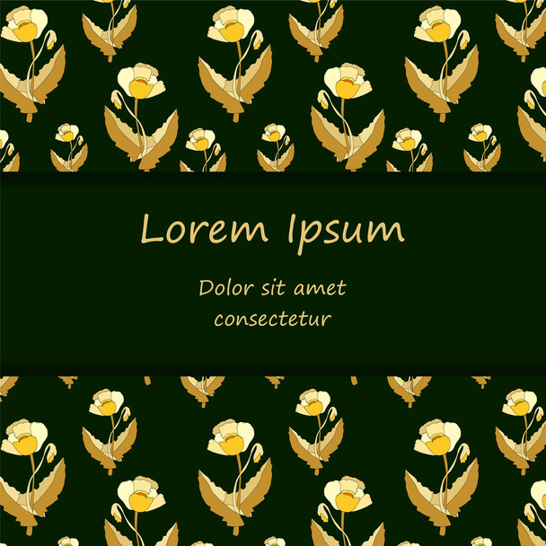 card. poster, brochure template with gold poppy flower. russien  - Vecteur, image