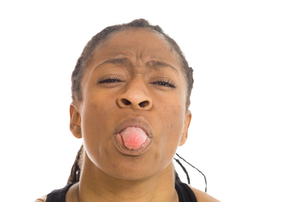 Modelo palanca lengua hacia fuera
 - Foto, Imagen