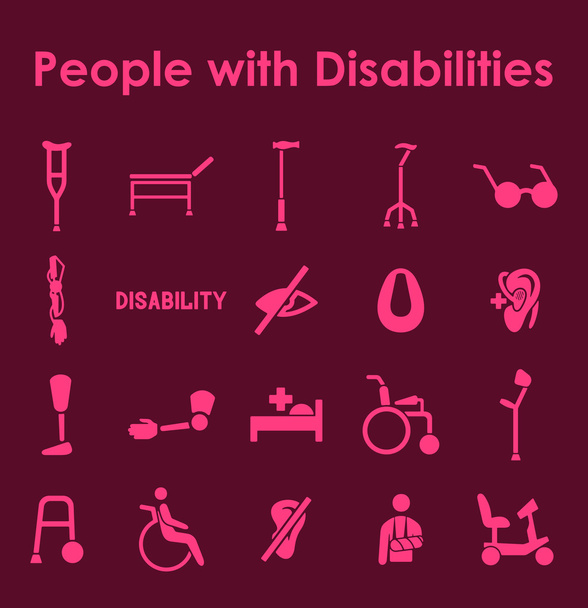Gruppe von Menschen mit Behinderungen einfache Symbole - Vektor, Bild
