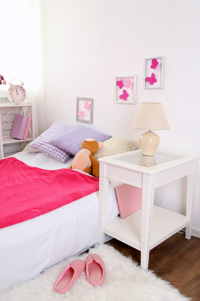 Beautiful pink girls bedroom - Фото, изображение