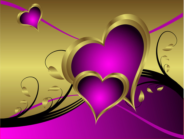 Purpurowe serca Walentynki tło - Wektor, obraz