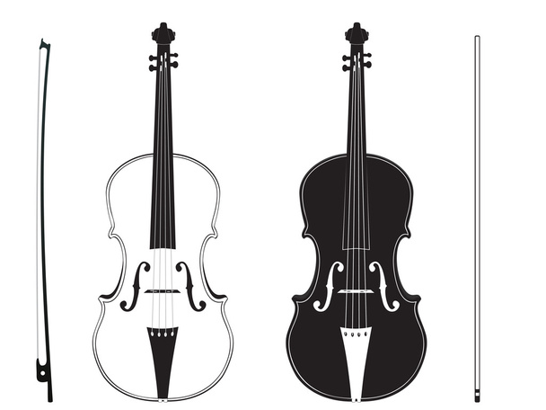 Силуэт скрипки
 - Вектор,изображение