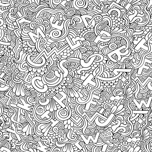 Letters abstract decorative doodles seamless pattern - Vector, Image