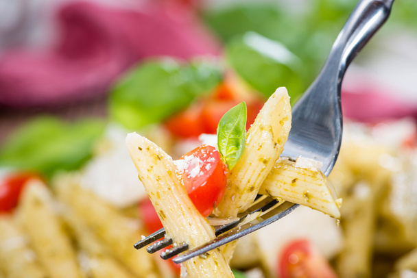Penne with Pesto on a Fork - Photo, Image