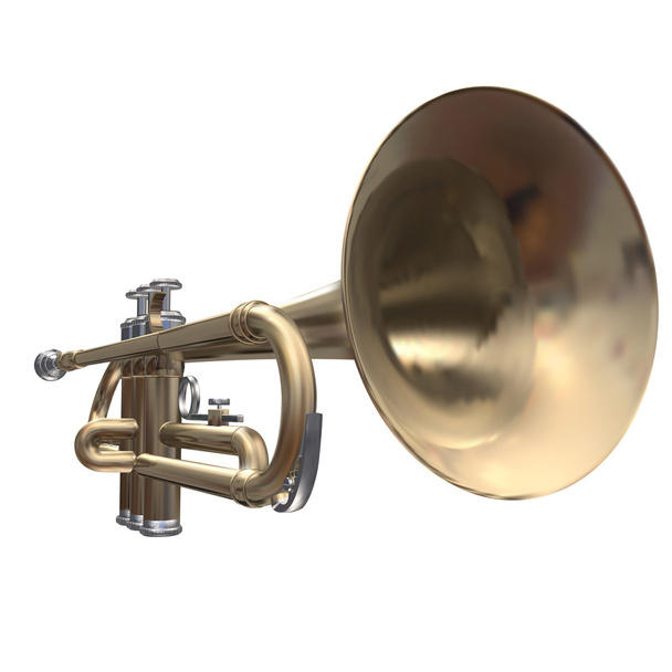Trompeta aislada sobre fondo blanco
 - Vector, Imagen