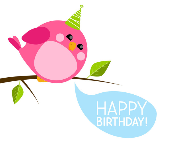 pájaro con mensaje de cumpleaños
 - Vector, Imagen