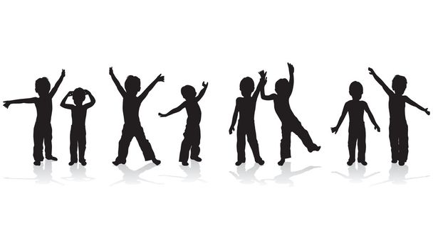 Children playing silhouettes - Vector, Image