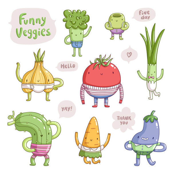Vicces veggies - Vektor, kép