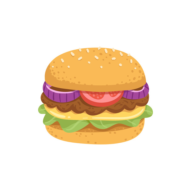 Big juicy burger - Vector, Image