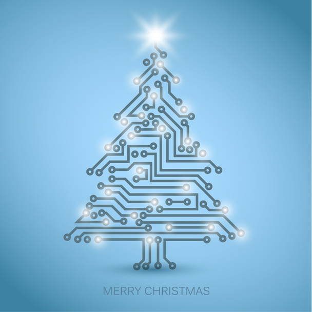 デジタル電子回路からのベクトル クリスマス ツリー - ベクター画像