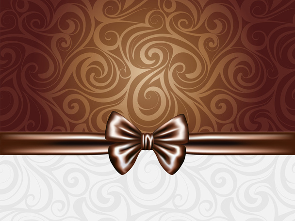 Abstract chocolate background with bow and ribbons - Вектор,изображение