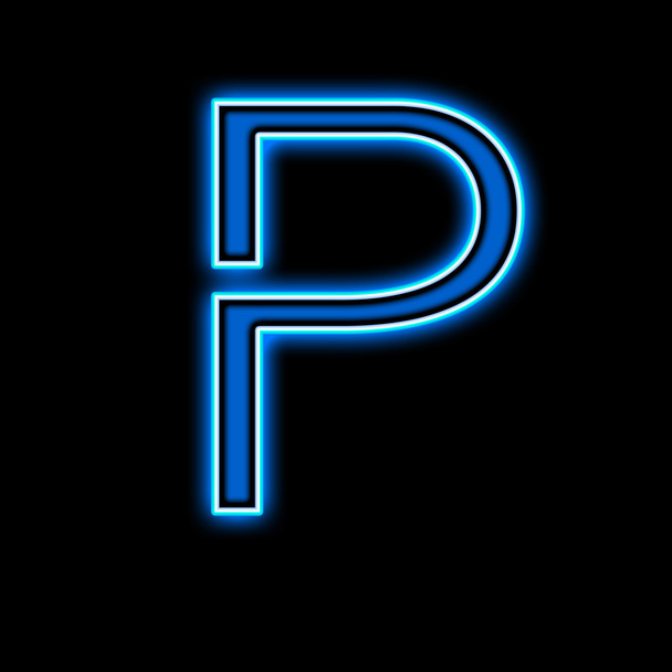 Neon letter P blauw - Foto, afbeelding
