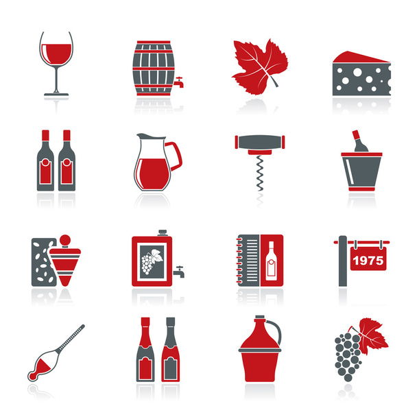 Wine industry objects icons - Vektör, Görsel