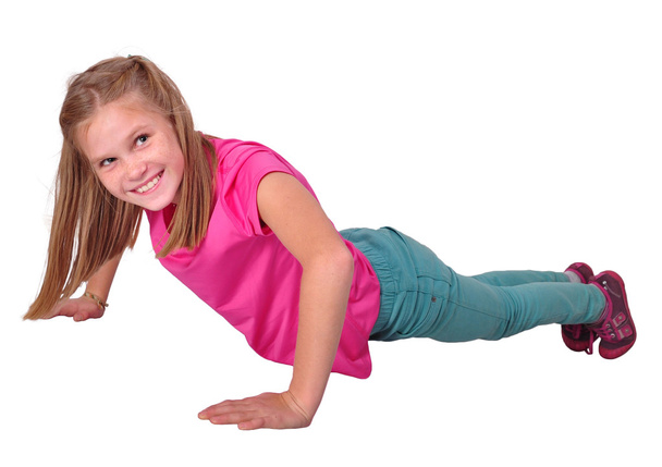 isolated portrait of  girl working out exercises - Fotoğraf, Görsel