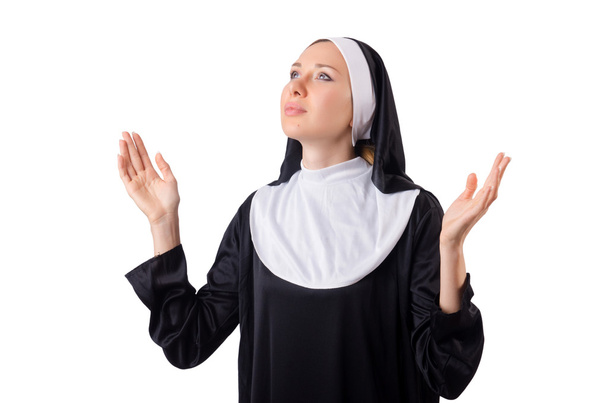 Pretty nun isolated on white - Photo, Image
