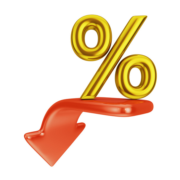 red arrow and percent - Photo, Image