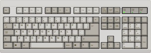 US English qwerty computer keyboard. Grey - Vector, Image