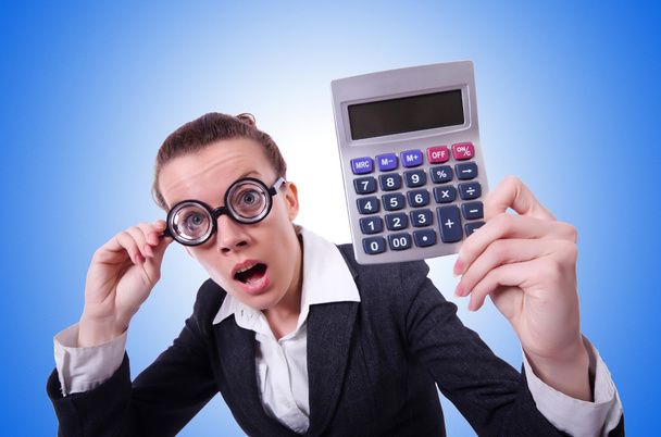 blbeček ženské účetní s kalkulačkou - Fotografie, Obrázek