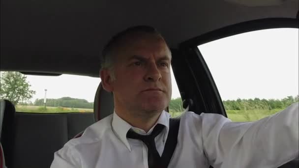 Businessman Man Commuter People Driving Car Commuting Talking With Phone - Footage, Video