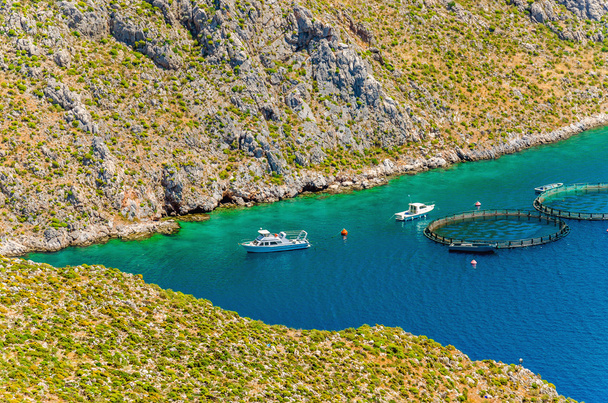 Granjas de peces con jaulas en Grecia
 - Foto, imagen