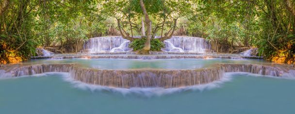 Waterfall in rain forest (Tat Kuang Si Waterfalls at Luang praba - Photo, Image