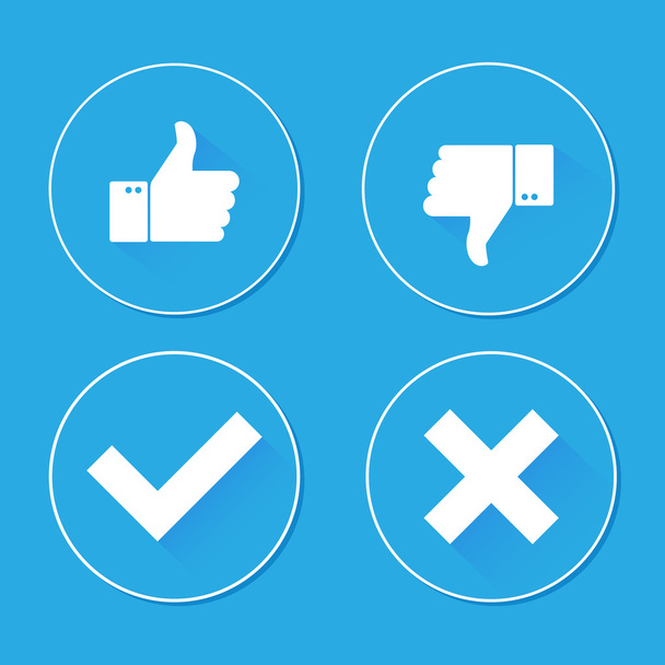 White Thumbs Up on blue - Vector, Image