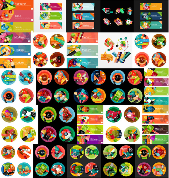 Mega collection of flat web infographics - Vector, Image
