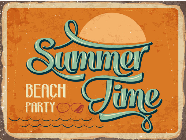 Retro metal sign " Summer time" - Vector, Image