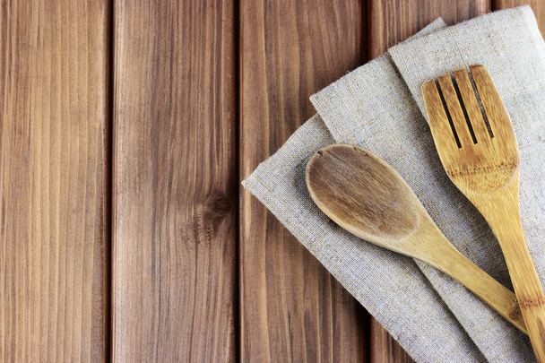 rustic cutlery with napkin - Foto, Imagen