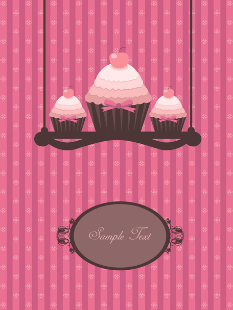 Cupcakes on the shelf - Διάνυσμα, εικόνα