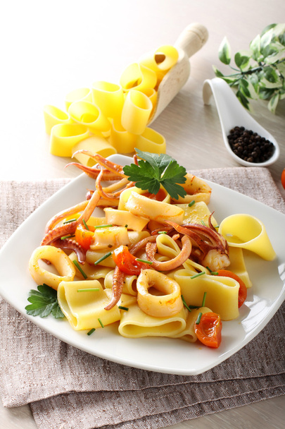 Pasta with fresh squid - Photo, Image