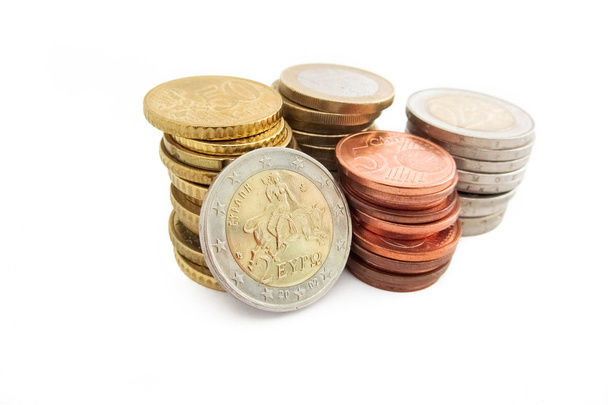 Stapel griechischer Euro-Münzen - Foto, Bild