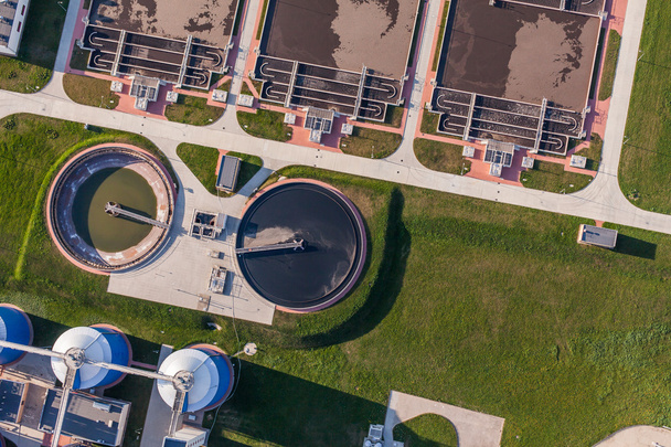 aerial view of sewage treatment plant - Fotó, kép