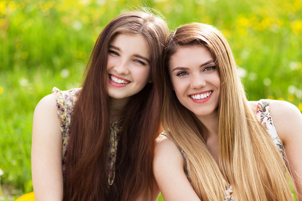 Dos hermosas mujeres jóvenes en un picnic
 - Foto, Imagen