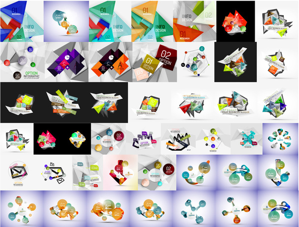 Geometric banners, templates, layouts. Paper graphics. Mega collection - Vector, Image
