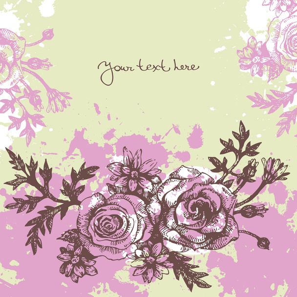 fondo floral con rosas - Vector, Imagen