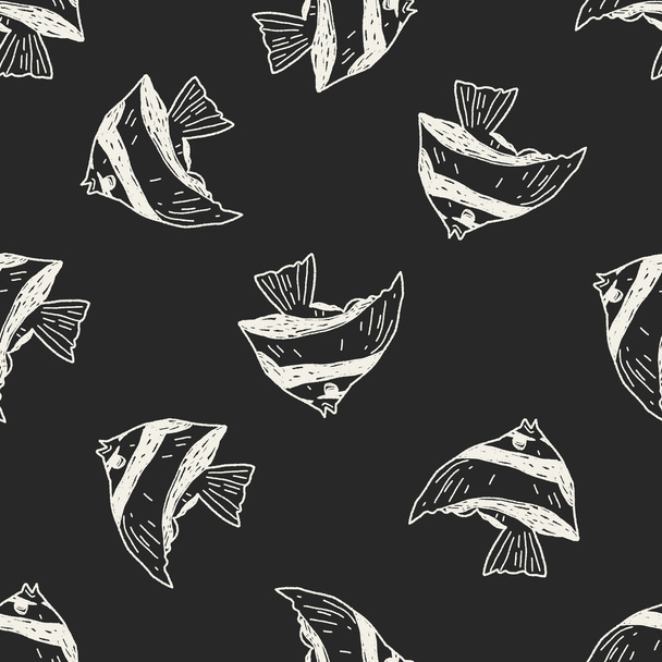 Trópusi hal doodle varrat nélküli mintát háttér - Vektor, kép