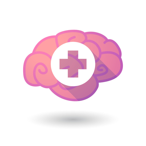 Icono del cerebro con un signo de farmacia
 - Vector, imagen