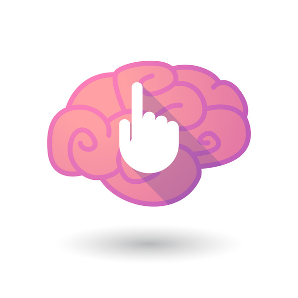 Icono del cerebro con una mano que apunta
 - Vector, imagen