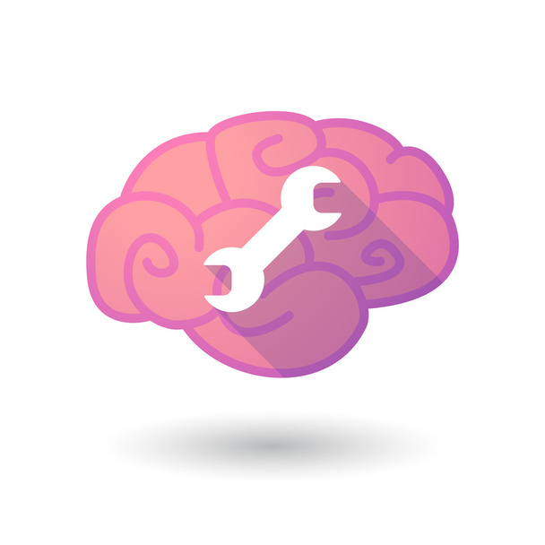 Gehirn-Ikone mit Schraubenschlüssel - Vektor, Bild
