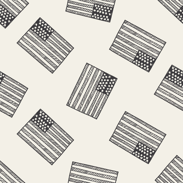 Флаг США каракули бесшовный фон шаблона
 - Вектор,изображение