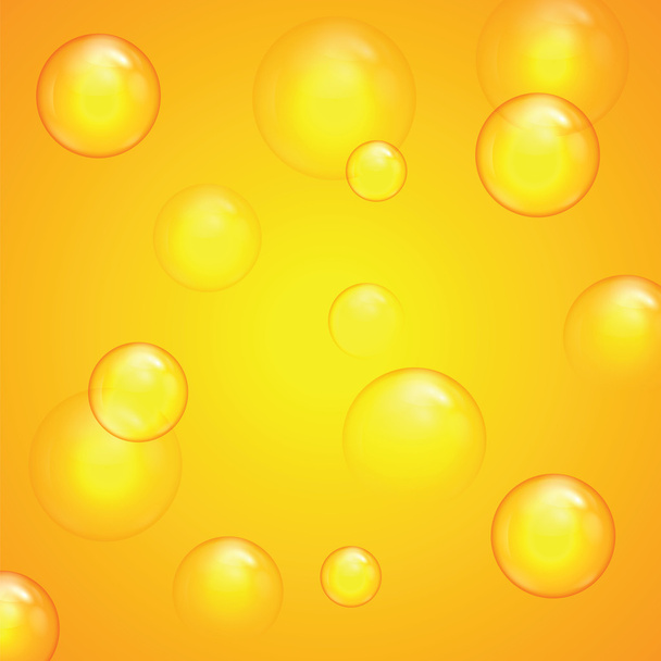 黄色の背景に透明な泡 - ベクター画像
