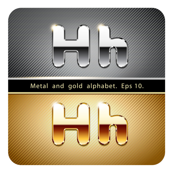 chrome metal and gold letter H - Διάνυσμα, εικόνα