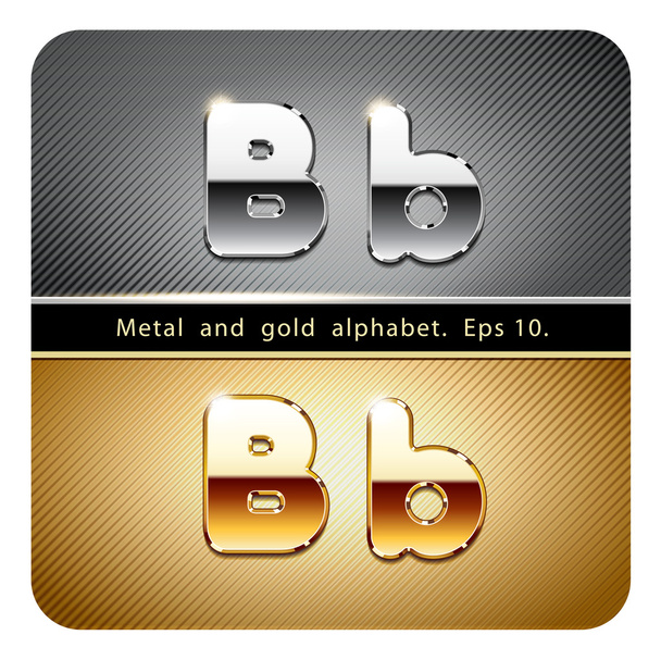 chrome metal and gold letter B - Vektor, Bild