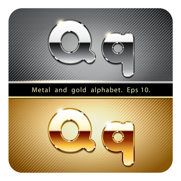 chrome metal and gold letter Q - Vector, Image