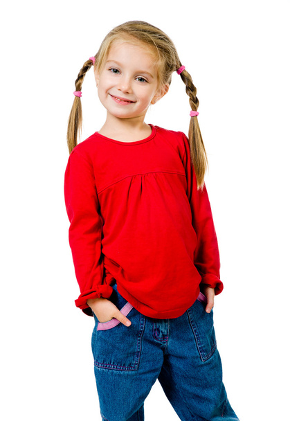Cute little girl with a plaits - Fotoğraf, Görsel