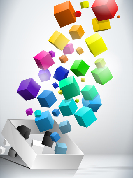 Colorful Flying Cubes Background - Vector, Imagen
