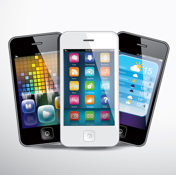 Trois smartphones à écran tactile
 - Vecteur, image