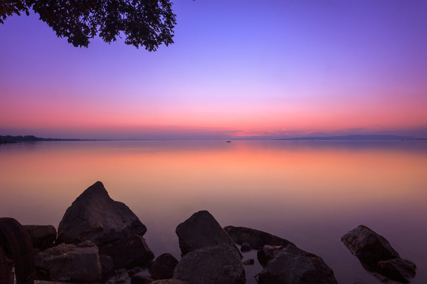 Krásný západ slunce v jezeře Balaton - Fotografie, Obrázek