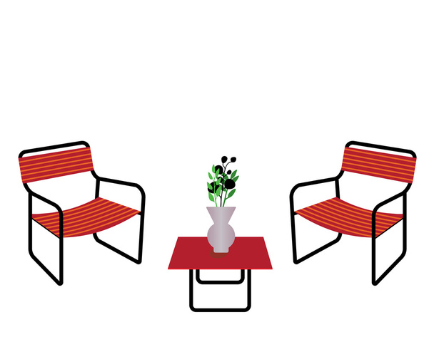 mesa e cadeiras - Vetor, Imagem